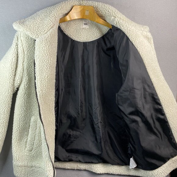 Vans Snow Out Sherpa Full Zip‎ Jacket Womens Size Large Ivory Warm & Cozy - Picture 7 of 12